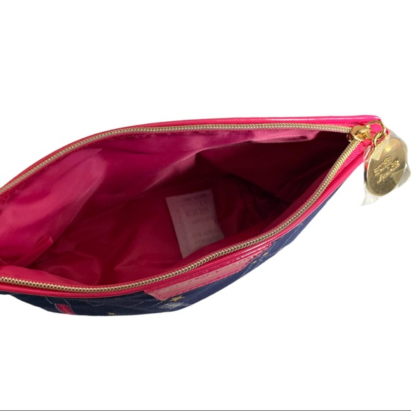 NWOT Estée Lauder Stars Lipstick Kisses Makeup Bag Cosmetic Case Blue Pink - Picture 2 of 5